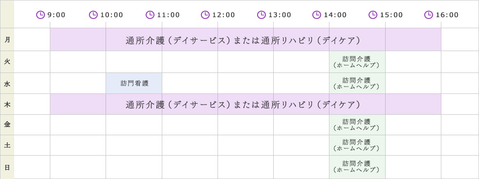 一週間の介護サービス実施例